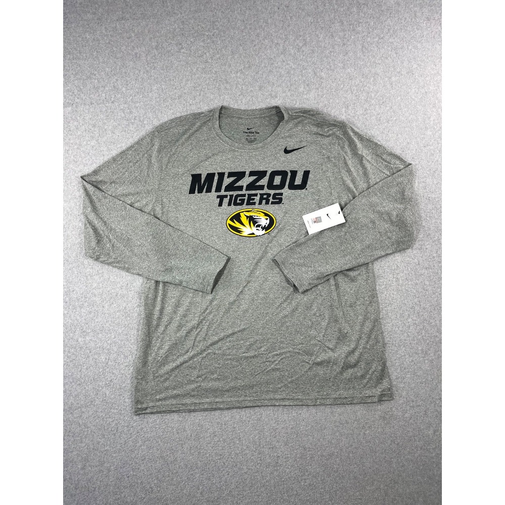 University Of Missouri Tigers Shirt Mens 2XL Gray Mizzou Nike Dri Fit Loose Fit